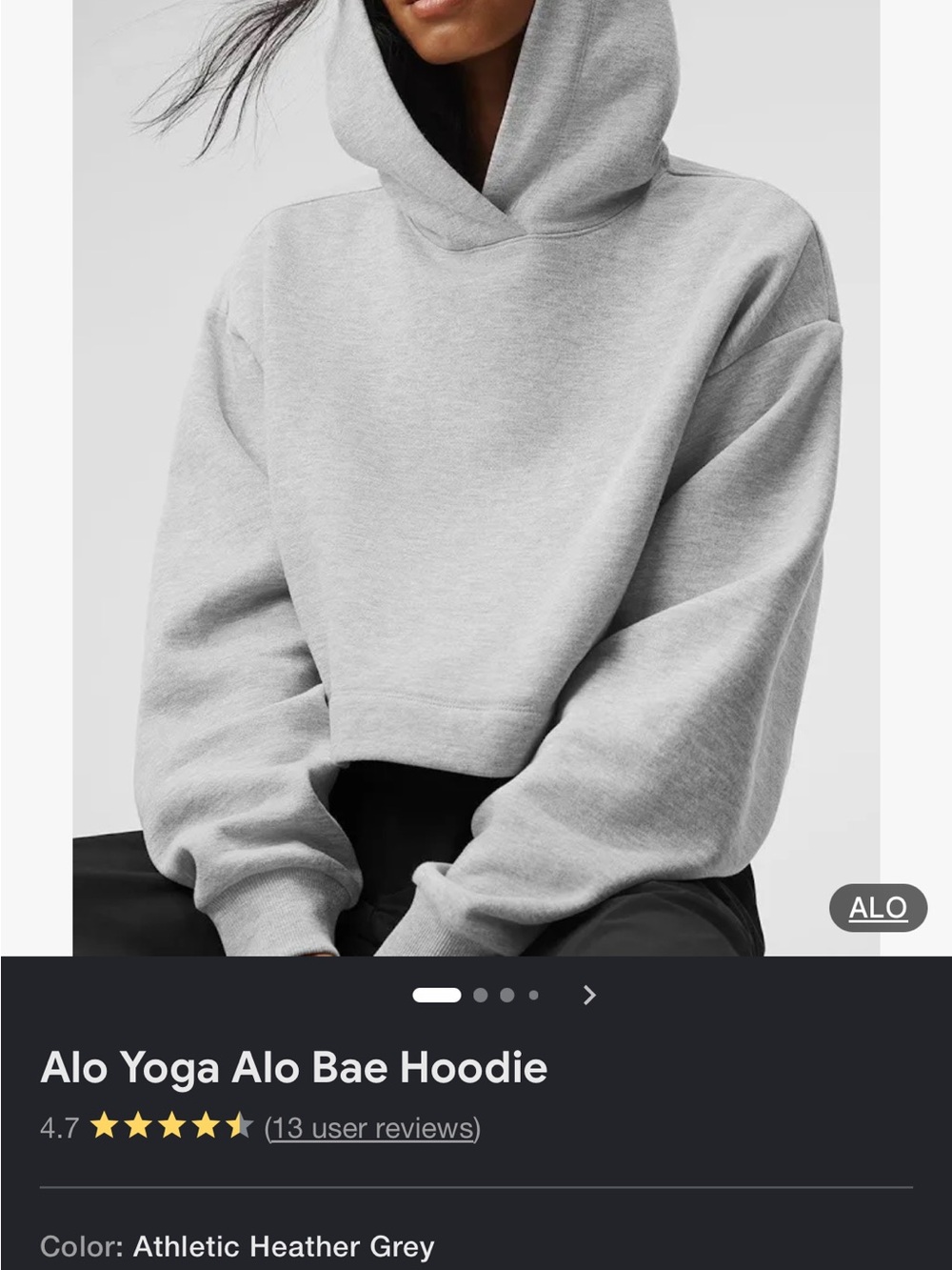 ALO Yoga Athletic Heather Grey Cropped Hoodie